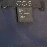 COS  dark blue long sleeve full button front A-line shirt dress, size 4. Photo 1