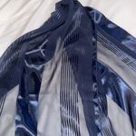 Elegant Navy Blue Striped Satin/Rayon Scarf/wrap. Rolled edges. Size 15”by 60”. Photo 5
