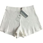 Alemais Ribbed Knit Shorts 10 White Pull On Elastic Waist Organic Cotton Stretch Photo 0