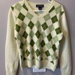 Brooks Brothers Scottish Lambswool Lime Green Checkered Sweater Photo 0