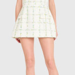 Amanda Uprichard Strapless Bethany Skort Romper White Tweed size Small Photo 0