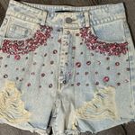 Blue B Collection Light Wash Cut Off Jean Shorts With Pink Rhinestone Detail, S Photo 0