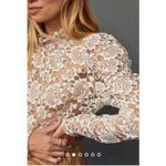 Anthropologie Dolan Sheer Lace Floral Ivory Mock Neck Blouse Top Women’s Size L Photo 1