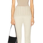 We Wore What Elevated REVOLVE Cable Knit Rolled Pant TAUPE Stretch Flare Boot NWT $128 Photo 0