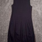 Eileen Fisher  Black Sheath Midi Dress Scoop Neck Linen Blens Easter Church Xs Photo 2