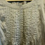 Olive Green Button Front 3/4 Sleeve Pintuck Blouse Top Babydoll Size Large Photo 4