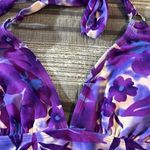 Tropical Escape  Purple White Floral Tankini Swimsuit Top Size 12 GUC #4301 Photo 2