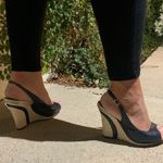 Charles David 7.5  navy blue slip on wedges Photo 4