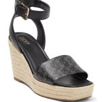 DKNY Sandals Womens Size 6.5 Black Ankle Strap Espadrille Open Toe Wedges New Photo 0