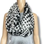 Womens Large Oversized Infinity Scarf Black White Checked Print Lightweight Photo 1