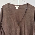 Loft Brown Metallic Cardigan Sweater size Medium minimalist quiet luxury Photo 1