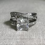 Lia Sophia  3 Ct Princess CZ Rhodium Silver Engagement Ring Sz 6 Photo 6