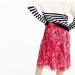J.Crew | 100% Silk Pink Paisley Chiffon Skirt Size 4 Small S A-Line Photo 1