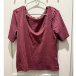 Anthropologie Pilcro Pointelle Scoop Neck Tee Shirt Top Burgundy Size XL Photo 1