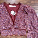 ASTR  • Zanna Floral Lace Trim Long Sleeve Top blouse brown ditsy cropped Photo 3