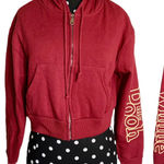 Disney Womens Juniors Hoodie Size XS S Winnie the Pooh Burgundy Cropped Hood Photo 0