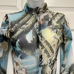 Renaissance Blue Print Stretch Leotard Size M Photo 2