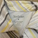 San Soleil UPF 50 yellow grey white stripe pullover women’s size small Photo 6
