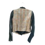 Theory  Assymetrical Leather Silk Tweed Rainbow Moto Jacket Size 4 Photo 3