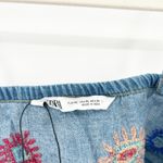 ZARA  Womens Boho Beach Summer Embroidered Bralette Denim‎ Crop Top Size XL Blue Photo 4