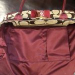 Coach Hampton Signature Logo Canvas Red Leather Shoulder Bag Rare Photo 13