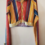 Redfox long sleeve sheer cropped top shirt size juniors large Yellow Photo 0