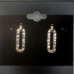 Gold CZ Paperclip Drop Earrings | Sparkle Link Dangle Earrings NWT Photo 1