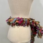 Boho Sari Silk Scrap Fringe Scarf Belt Multi color Green Photo 8