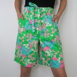 Vintage 60’s Sea Waves Green Floral Bermuda Shorts Photo 0