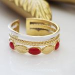Free People New! FP Red White Gold Cuff Ring Photo 5