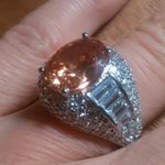 Simulated Champagne Color and White Diamond Brass Ring (Size 7) Photo 1