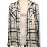 Universal Threads NWOT White Black Plaid Collared Button Up Shirt Photo 2