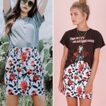 Asilio Case Of Roses Skirt Size 4 Floral Mini White Pink Photo 2