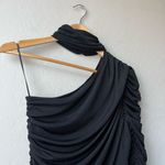 Aliette Black Ruched Bodycon Cut Out Mock Neck Long Sleeve Mini Dress Size 4 Black Photo 3