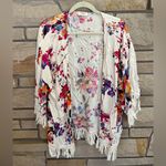 Umgee  LuLu Floral Kimono Fringe Boho Cream colorful medium Photo 2