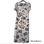 Gilli medium women’s v neck keyhole back zip up sheer lined dress floral print Blue Photo 1