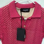 DSquared 2 women's M fuchsia stretch knit button down collar cuffed shirt dress Photo 1