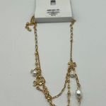 Style & Co Flower Crystal & Imitation Pearl Necklace in Gold MSRP $30 NWT Photo 2