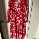 Red floral long sleeve midi dress Size XL Photo 9