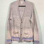 Lucky Brand  Women's Space Knit Stripes Boho Button Up Cardigan Size XL Photo 0