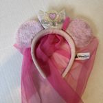 Disneyland Parks Minnie Mouse Plush Pink Ears Princess Crown Tulle Headband Photo 5