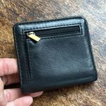 Fossil  Black cow hide leather wallet with gold leather lining Photo 2