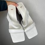 ZARA Size 11 White Heeled Mules Sandals Size 42 Block Heel Square Toe Minimalist Photo 1