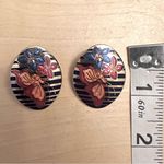 EUC Cloisonne Butterfly and Floral Earrings Gold Photo 2