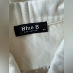 Blue B Collection White Distressed Fringe Jean Jacket, Size M/L Size M Photo 2