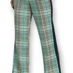 Tanya Taylor Tanya Taylor Fallon Green Houndstooth Plaid High Rise Semi Flare Pants Size 2 Photo 0