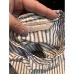 Everlane  XS Blue White Stripe Band Collar Button Front Cotton Blouse Shirt Photo 3