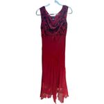 Jonathan Martin Silk Velvet Burnout Maxi Dress Red Cowl Neck Y2K Romantic 8 Photo 2