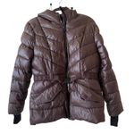 Michael Kors MK Brown Sheen Belted Puffer Jacket Size L Photo 0