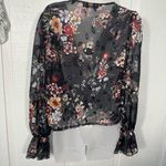 Nasty Gal  Black Floral Sheer Top Size 4 EUC Photo 6